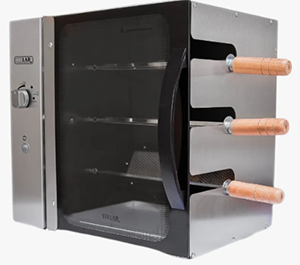 Churrasqueira Gás Regulável 3 Espetos Rotativos Inox Stelar