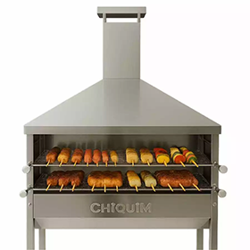 Churrasqueira Profissional Inox Para Espetinho Grande Com 1