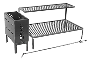 Kit Parrilla Grelha Uruguaia + Firebox P/ Alvenaria 95cm