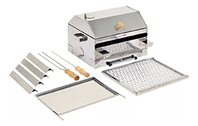 Churrasqueira Barco Lancha 100% Em Inox C/ Bandeja