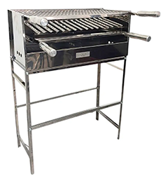 Churrasqueira Móvel Grande 60x25cm Carvão + Grelhas Aço Inox Aço Inox