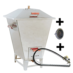 Churrasqueira à Bafo Inox Carvão Grande + Kit Gás + Termômetro