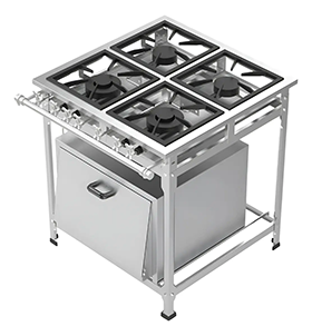 Fogão Industrial 4 Bocas Baixa Pressão Inox 430 C/ Forno