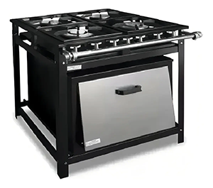 Fogão Industrial Cristal Aço 4 Bocas Com Forno Preto Gás Multigás Baixa Pressão