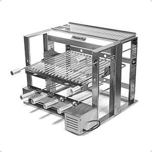 Churrasqueira 4 Espetos Elevatória Com Grelha Auxiliar Inox