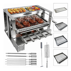 Churrasqueira Inox Elevante Grill 715 Motor 5 Espetos Girato